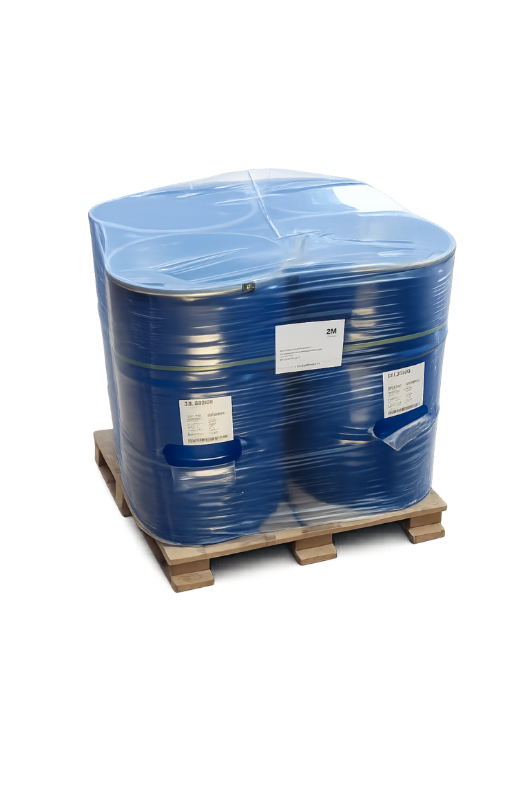 Pallet with sealed steel drums of SYLOBEAD molecular sieves prepared for industrial B2B delivery from a European adsorbent distributor.