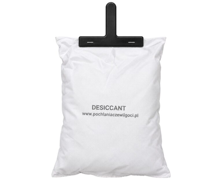 ES Clay 1000 g container desiccant bag with a black plastic hook